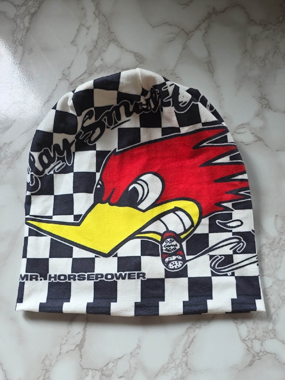 Woody Woodpecker Horse Power Cigar Comic Print Skull Cap 2-Sided Beanie NEW
